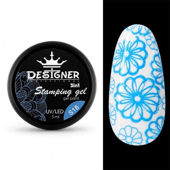 Гель-краска Stamping Gel Paint 3в1 (голубая S18) 5 мл для стемпинга, аеропуффинга и росписи