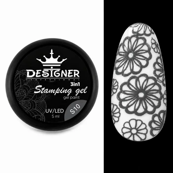 Гель-краска Stamping Gel Paint 3в1 (графит S10) 5 мл для стемпинга, аеропуффинга и росписи