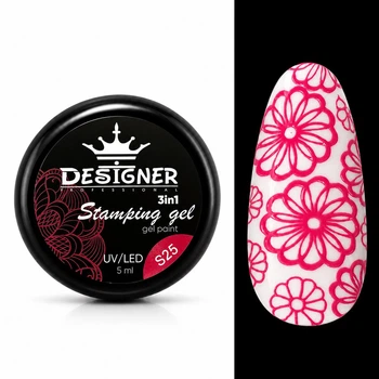Гель-краска Stamping Gel Paint 3в1 (малиновая S25) 5 мл для стемпинга, аеропуффинга и росписи