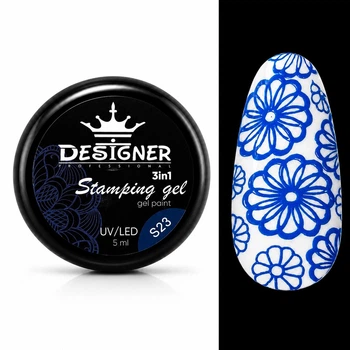 Гель-краска Stamping Gel Paint 3в1 (светло-синяя S23) 5 мл для стемпинга, аеропуффинга и росписи