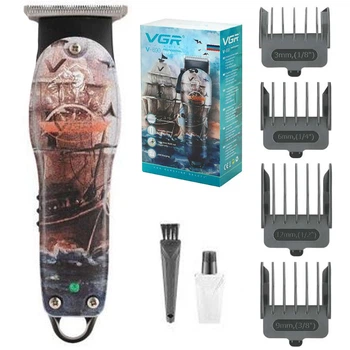 Триммер для волос VGR V-690 аккумуляторный 7 Вт с LED-дисплеем и 4 насадками 3-12 мм профессиональная машинка для стрижки бороды усов беспроводная
