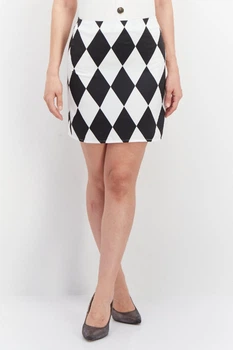 Міні-спідниця Twisted Wunder Bodycon у ромб принт Чорний-Білий UK6/2XS 116806153