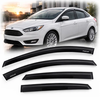 Дефлектори вікон вітровики для Ford Focus 3 2011-2018 Седан-Хечбек Скотч 3M Voron Glass