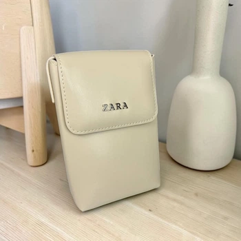 Женская мини сумочка клатч для телефона Zara молочная маленькая сумка для девушки стильная сумка
