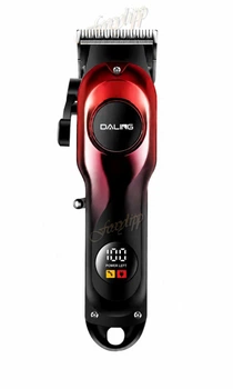 Машинка для стрижки DALING DL-0052 акумуляторна 5 Вт з LED дисплеєм USB зарядкою 2000 мА·год насадками лезами з нержавіючої сталі для волосся бороди червона