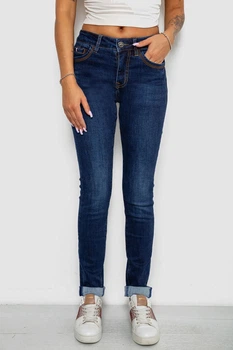 Джинси жіночі однотонні утеплені Skinny, колір синій, 30 244R5690