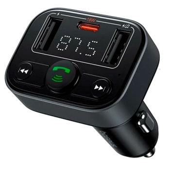 FM-трансмиттер Baseus S-09 Lite черный для автомобиля с Bluetooth и быстрой зарядкой USB Type-C