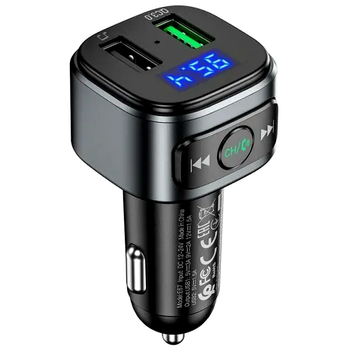 FM-трансмітер Hoco E67 Fighter Bluetooth для автомобіля зі швидким заряджанням QC3.0 і двома USB-портами