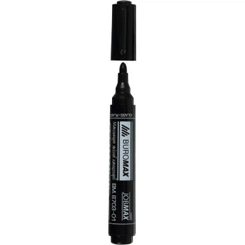 Маркер Buromax Permanent JOBMAX, round tip, black 2-4 мм
