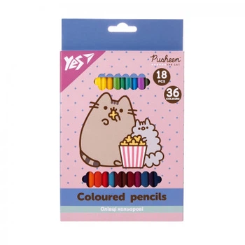 Карандаши цветные Yes Pusheen 18 шт 36 кол.
