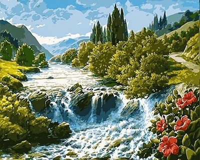 Набір алмазної мозаїки ColorArt 40х50 Красивий водоспад SP081