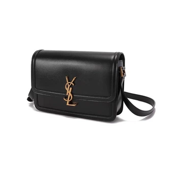 Сумка кожаная с логотипом Saint Laurent Salferino Черный