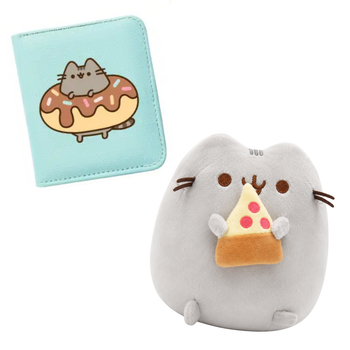 Набор 2Life Мягкая игрушка Пушин кэт Кот с Пиццей 15х12 см и Кошелек Pusheen cat с Пончиком v-13528