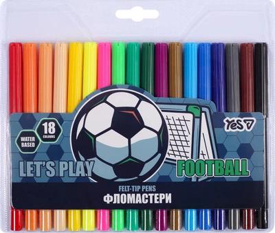 Фломастеры Yes Football 18 цветов (650601) (5056574472212)