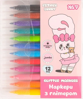 Маркеры Yes Esther Bunny глиттер 12 цветов (650612) (5056574477996)
