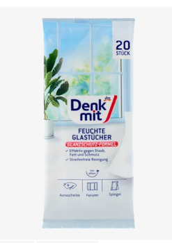 Вологі серветки для скла та дзеркал Denkmit, 20 шт