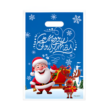 Подарочные Пакеты Merry Christmas Санта И Олень 16х25см 10шт Синий