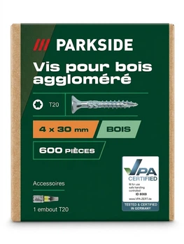 Шурупы по дереву Parkside 4,0 x 30 мм (600 шт) TX20 + бита в комплекте