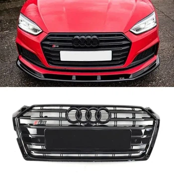Решетка радиатора Audi A5 F5/B9 2016-2019 S-Line черный глянец