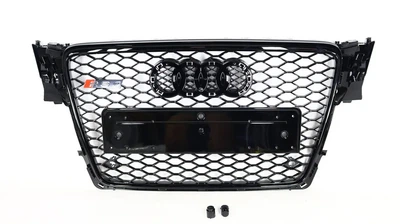 Решетка радиатора Audi A4 B8 2008-2012 стиль RS4 черный глянец