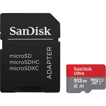 Картка пам'яті MicroSDXC 512 GB UHS-I Class 10 SanDisk Ultra A1 R150MB/s + SD-adapter (SDSQUAC-512G-GN6MA) ( 17276 )
