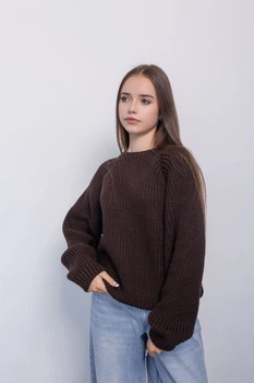 Однотонний светр Луна вільного крою для дівчинки CVETKOV FAMILY MARK 128 Шоколадний (cvet2000000309583)