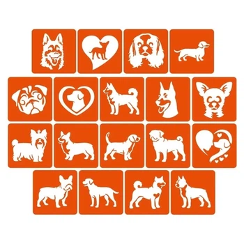 Набір трафаретів для біо-тату "Собаки" Fresh Tattoo dogs-5x5-18