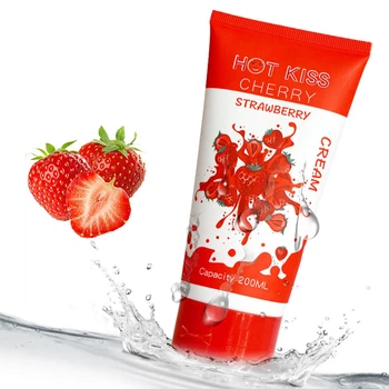 Смазка лубрикант на водной основе со вкусом клубники 200 мл HOT KISS