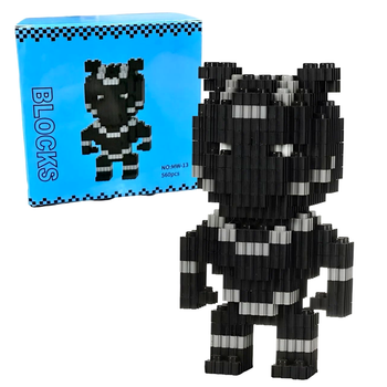 Конструктор 3D Чорна пантера 560 деталей для розвитку логічного мислення PIXEL BUILDING BLOCK MC-9586