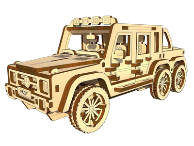 3D пазлы деревянный конструктор Пикап 6х6 174 детали для детей PAZLY MC-7896