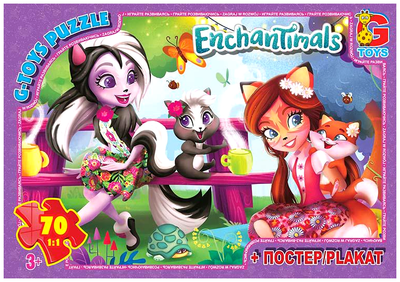 Пазлы 70 элементов для детей от 3 лет картон Enchantimals G-Toys MC-9185