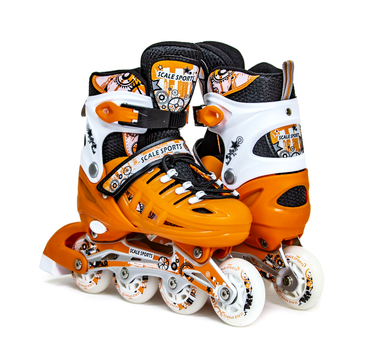 Детские роликовые коньки раздвижные 28-33 с подшипниками ABEC 7 оранжевые Scale Sports MC-5838
