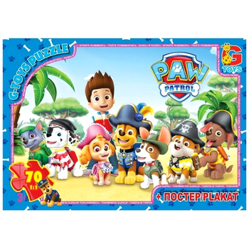 Пазлы 70 элементов для детей от 3 лет картон Paw Patrol G-Toys MC-9154