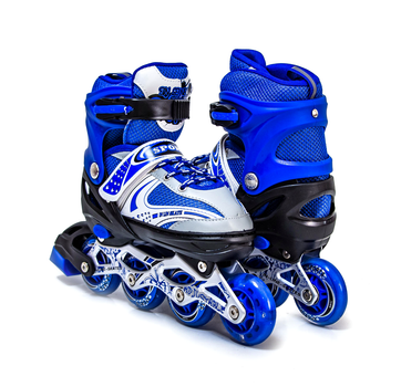 Роликовые коньки раздвижные 35-38 с защитой для детей синий Scale Sports MC-5737