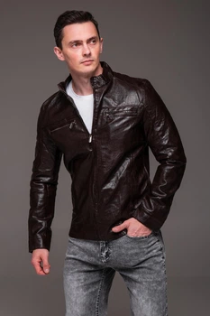 Коричневая мужская куртка из эко-кожи R.A. Regular Fit 2508-56