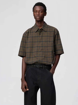 Рубашка хлопковая мужская Uniqlo 462922216 M Коричневая (1160739271)
