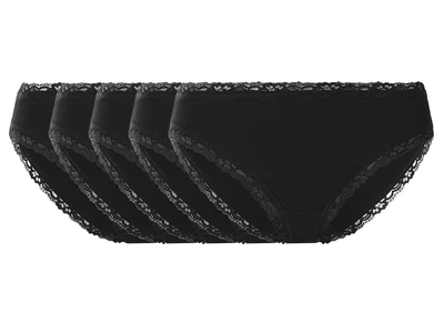 Трусики-слип набор 5 шт. хлопковые кружевные для женщины Esmara LYCRA® 493817 S Черный