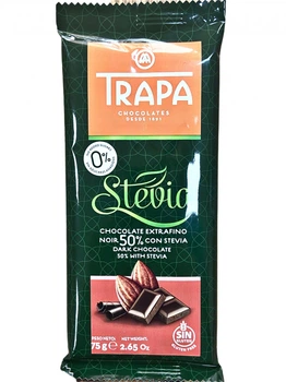 Шоколад Trapa чорний 80% Стевія 75г
