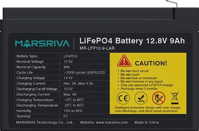 Акумуляторна батарея Marsriva LiFePO4 12.8V 9Ah (MR-LFP12-9-LAR)