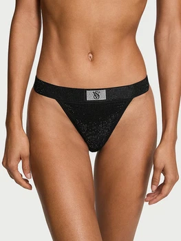 Трусики стрінги жіночі бавовняні Victoria's Secret 665518822 L Чорні (1160895389)