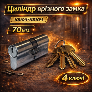 Цилиндр замка Арико 70 мм ключ-ключ 4 ключей