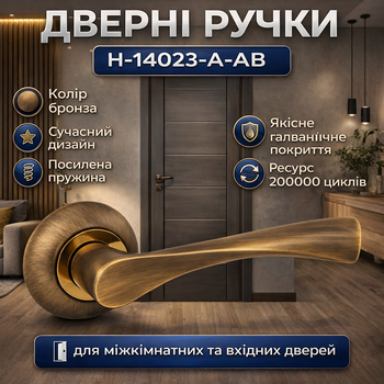 Ручки дверні міжкімнатні H-14023-A-AB бронза