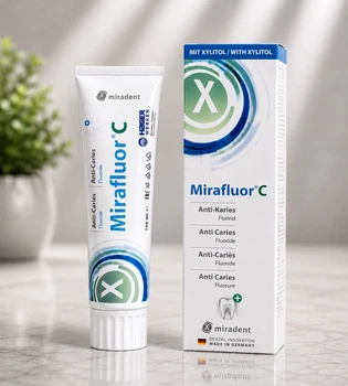 Зубная паста Miradent Mirafluor C с фтором 1450 ppm и ксилитом, 100 мл – немецкая, защита от кариеса, укрепление эмали