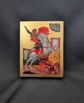Писаная маленькая икона Георгия Победоносца 9×11,5 см