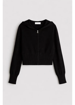 Подростковая кофта на молнии с капюшоном для девочек H&M 271242051_black 158 см Черная (2727000109165)