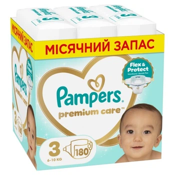 Подгузники Pampers Premium Care Розмір 3 (6-10 кг) 180 шт (8006530223720) Pampers 8006530223720 1054563