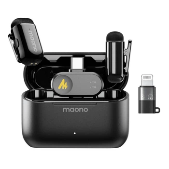 Петличный микрофон Maono Wave T1 Mini 2.4 ГГц Type-C Lightning для iPhone Android 2 микрофона