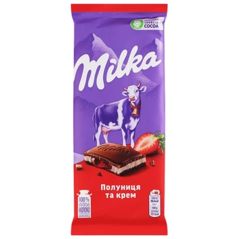 Шоколад Мілка 100г полуниця