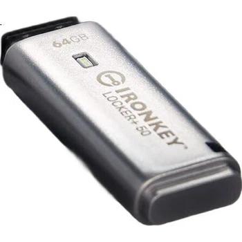 USB-флеш-накопичувач Kingston IKLP50 64 ГБ, професійне апаратне шифрування AES 256 біт, металевий корпус, швидкість читання до 145 МБ/с
