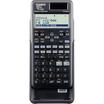 Финансовый калькулятор CASIO для подготовки к экзаменам по бухгалтерскому учету и финансам, с питанием от солнечной энергии, двойным источником питания и встроенными 12 финансовыми формулами, FC-200V.